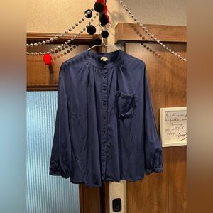 CREMIEUX Navy Bell Sleeve Blouse